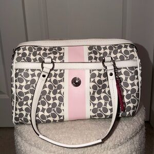 Coach Bags | Coach Gray Pink and White Pebbled Leather Shoulder Bag